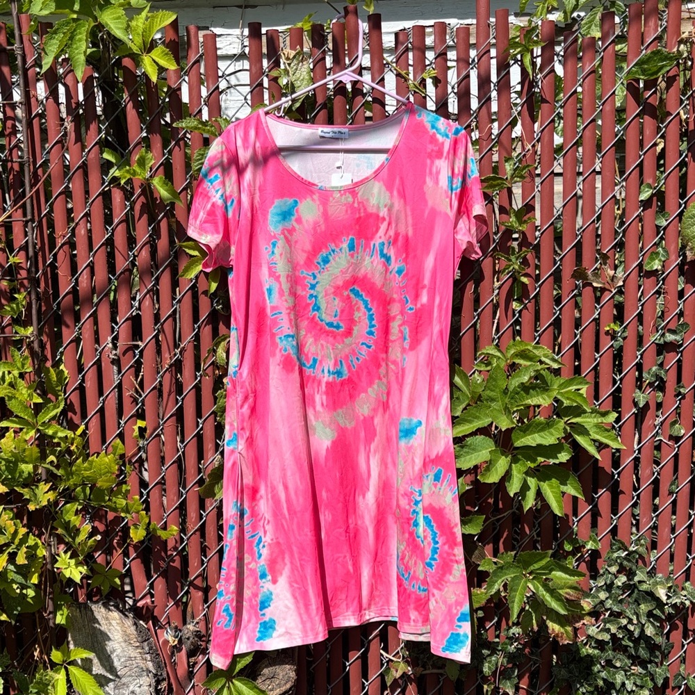 Pink Tie-Dye Women's Dress